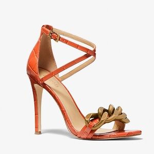 MICHAEL MICHAEL KORS
Scarlett Chain Link Crocodile Embossed Leather Sandal